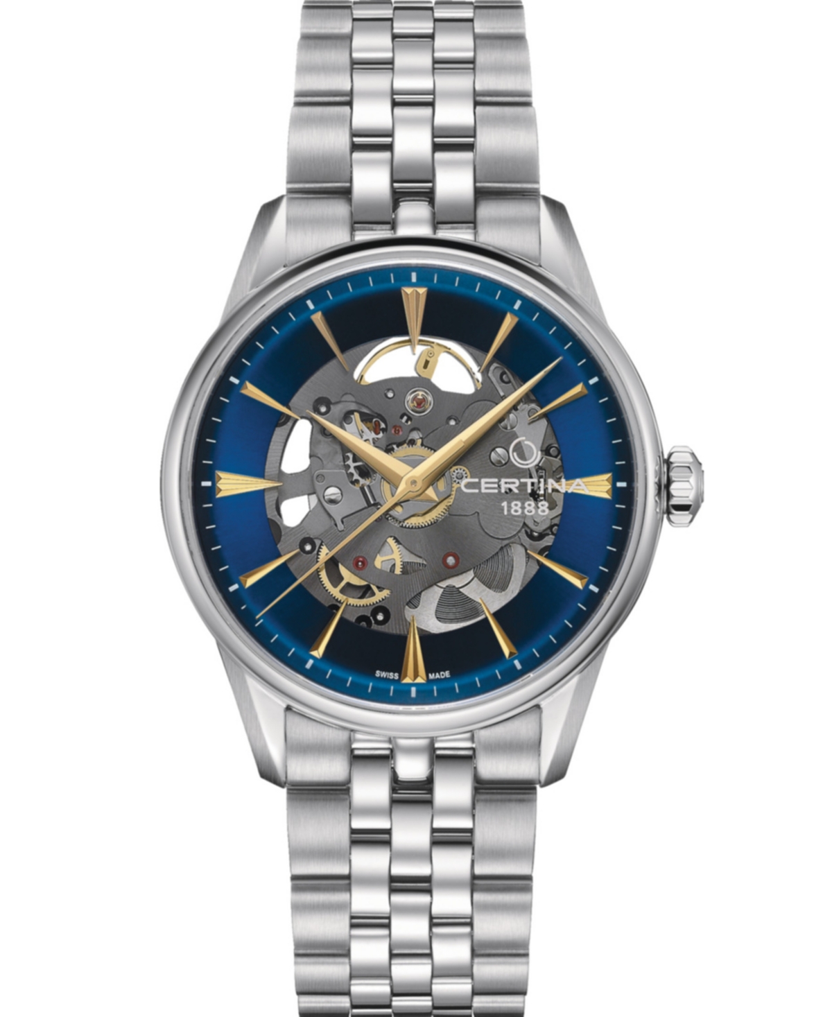 Men's Swiss Automatic Ds-1 Skeleton Stainless Steel Bracelet Watch 40mm - Blue