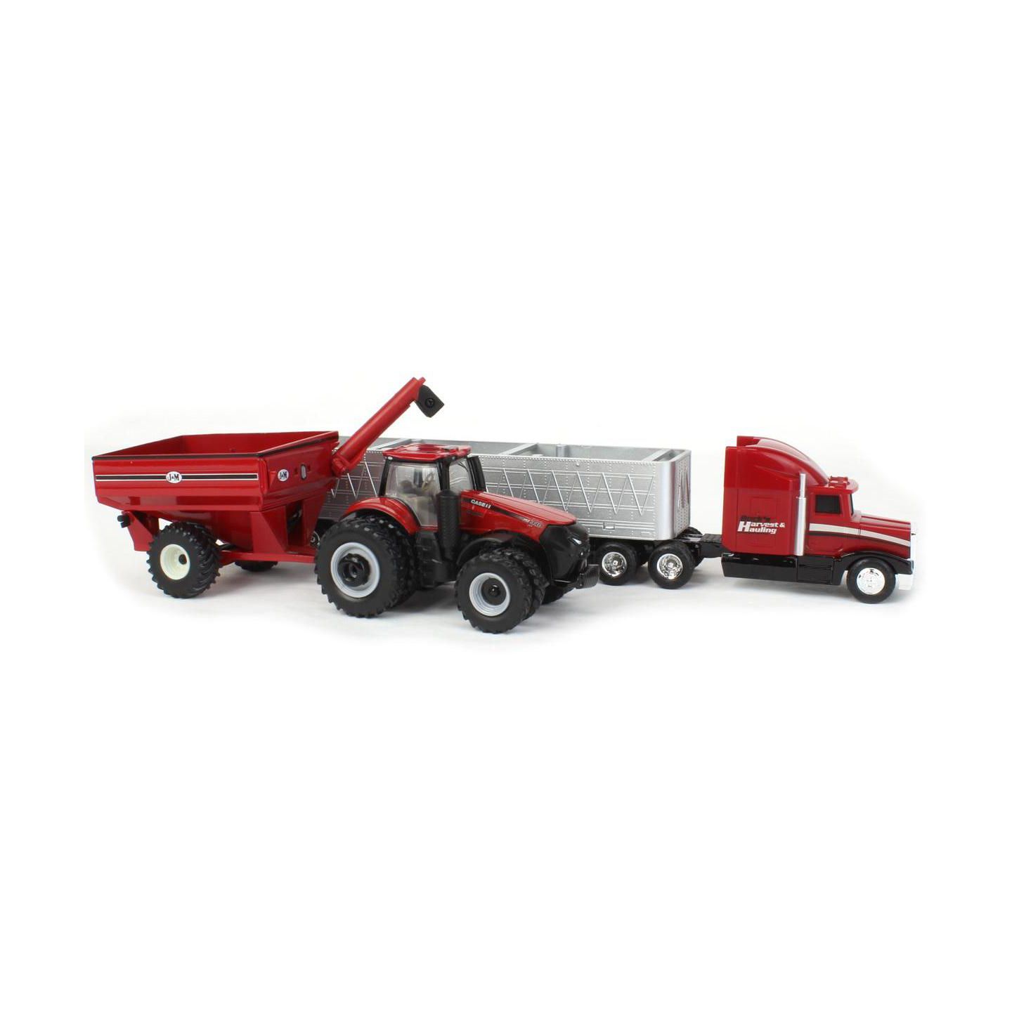 Детские игрушки ERTL 1/64 Case IH Combine, Tractor and Truck Harvesting Set — фото 2