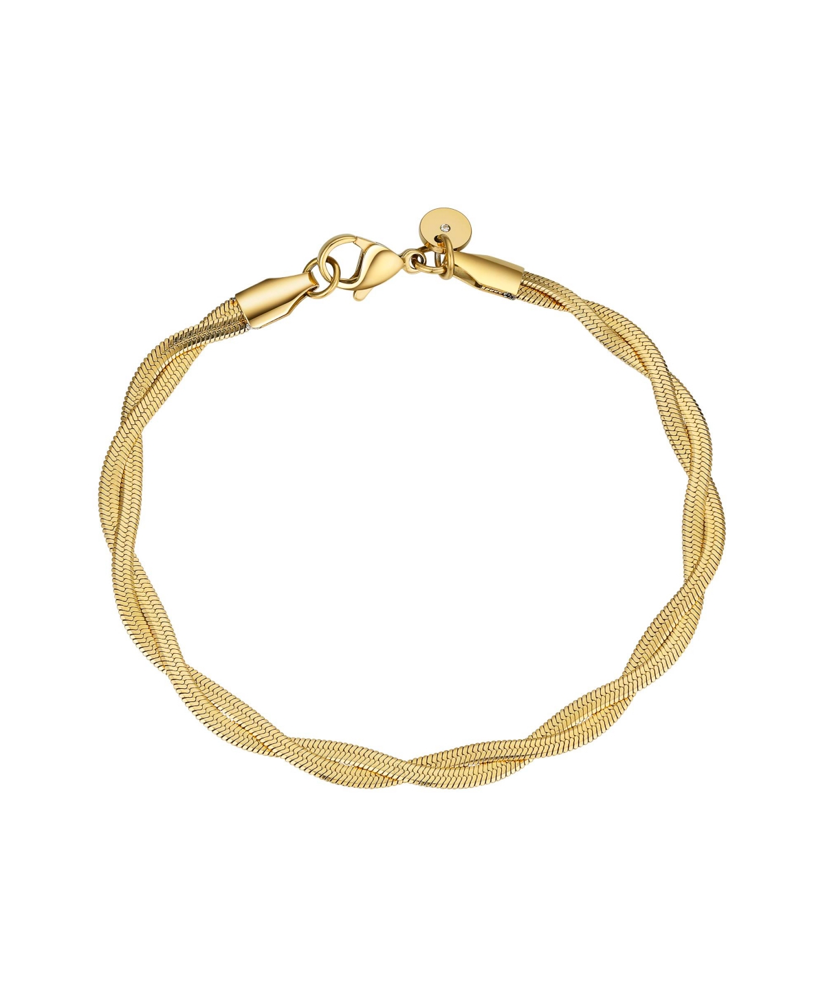 Modasport Gold-tone Stainless Steel Rope Herringbone Bracelet
