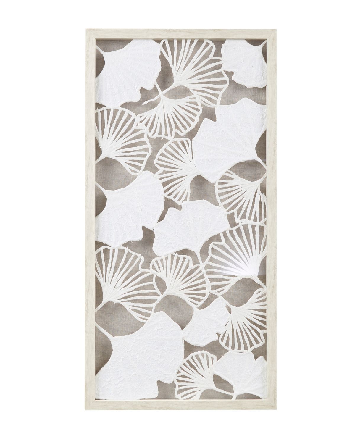 Martha Stewart Lillian Framed Rice Paper Shadow Box Gingko Leaf Wall Decor Art In Off-white