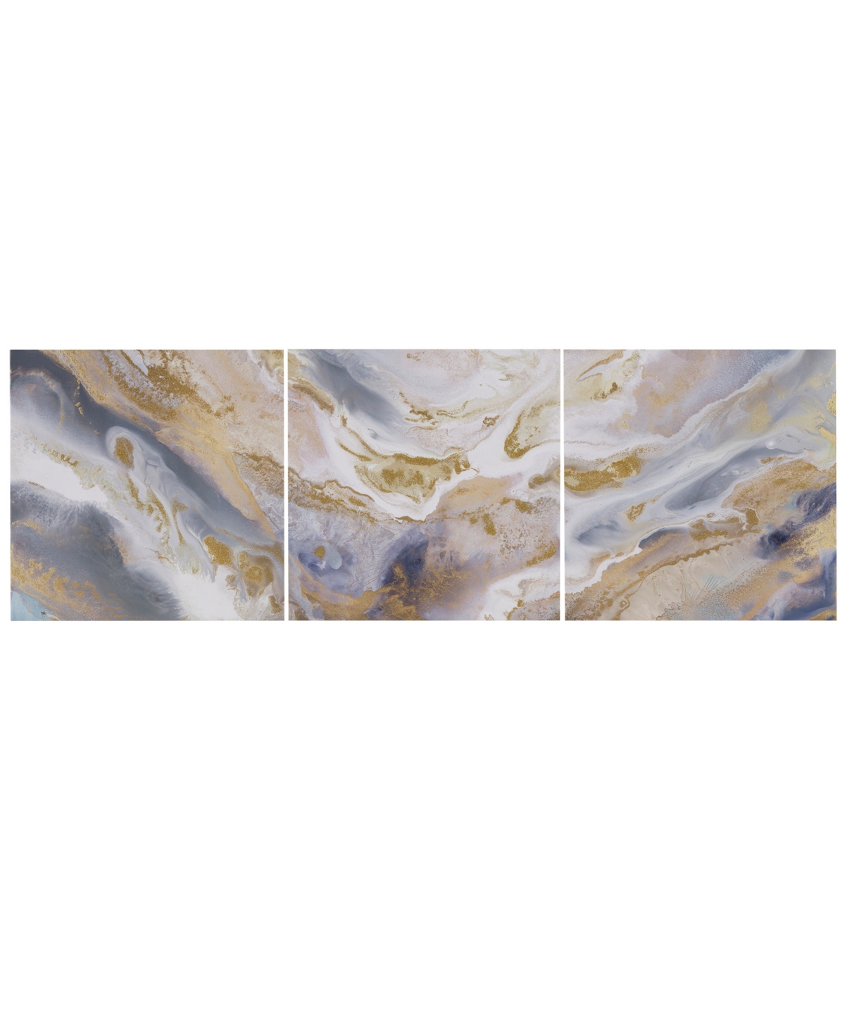 Madison Park Shimmering Symphony Glitter And Gold-tone Foil Abstract Triptych 3-pc Canvas Wall Art Set In Open Misce