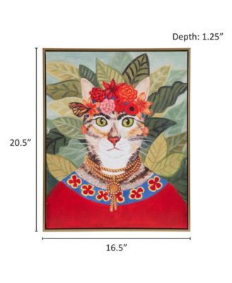 Pet Portrait Bohemian Cat In Forest Framed Canvas Wall Art