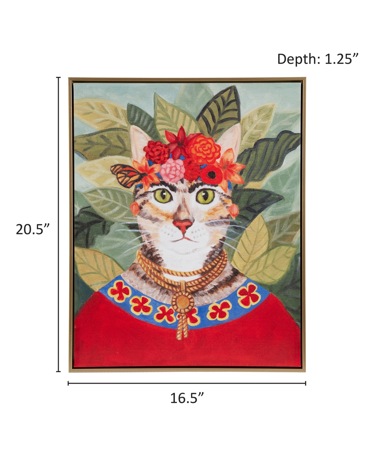 Madison Park Pet Portrait Bohemian Cat In Forest Framed Canvas Wall Art In Open Misce