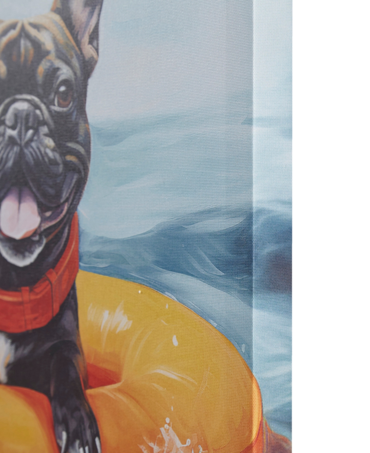 Shop Madison Park Beach Dogs Frenchie Canvas Wall Art In Open Blue