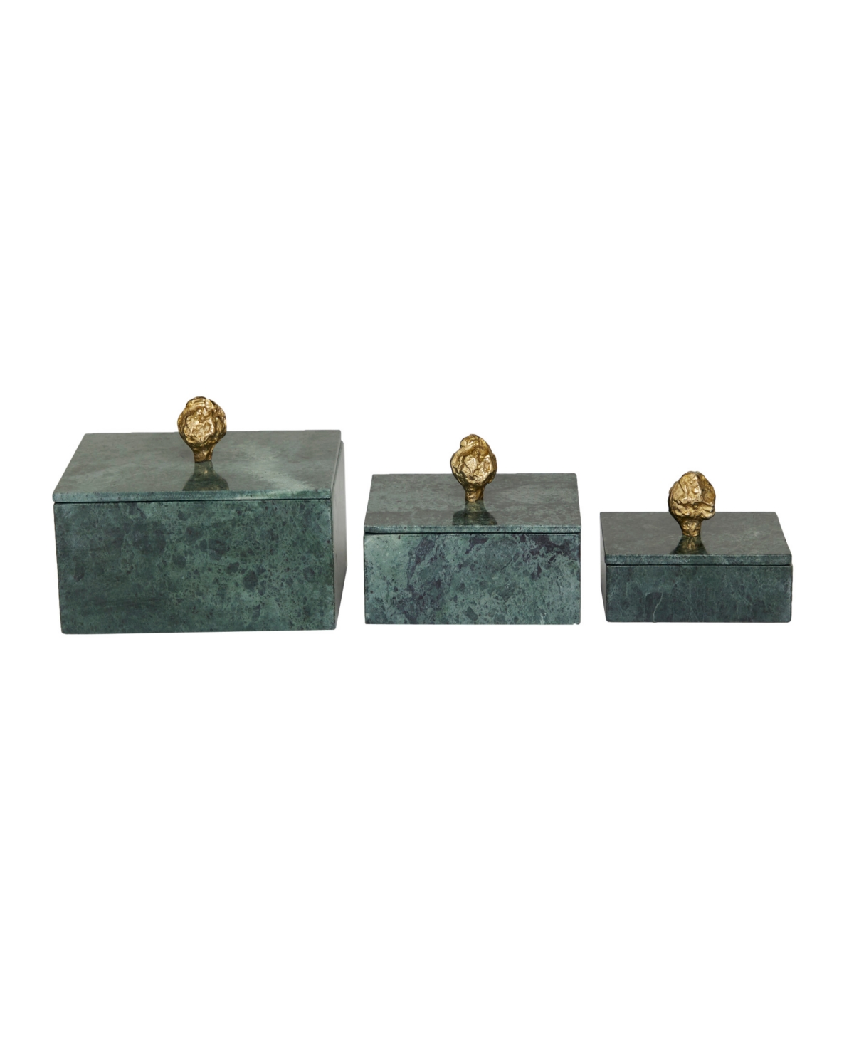 Rosemary Lane Real Marble Box With Gold-tone Final Set Of 3 In Green