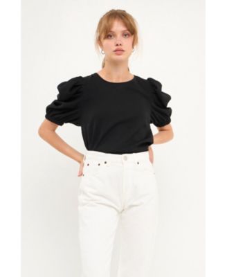 Women's Pleated Puff Sleeve Top