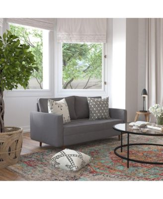 Holden Upholstered Mid-Century Modern Pocket Spring Loveseat With Wooden Legs And Removable Back Cushions