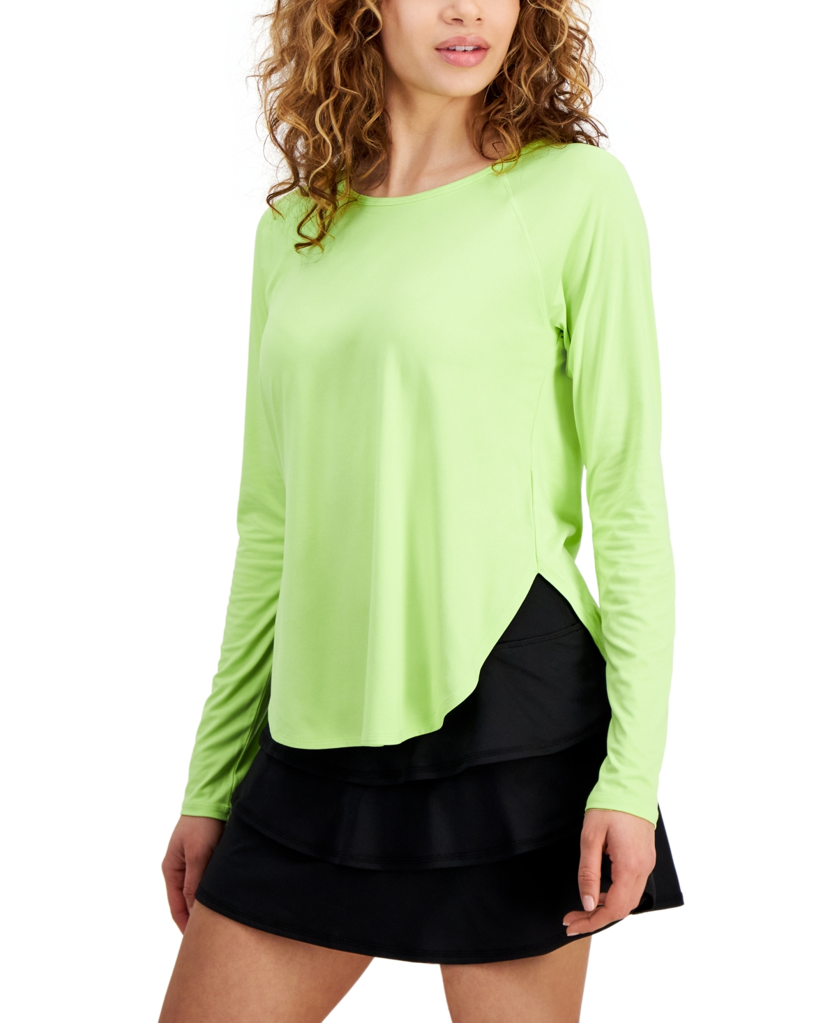 Id Ideology Women's Performance Long-sleeve Top, Created For Macy's In Acid Lime