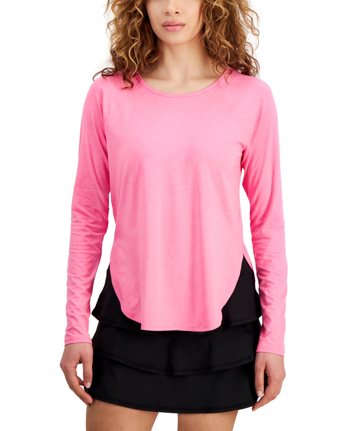 Id Ideology Women's Performance Long-sleeve Top, Created For Macy's In Molten Pink