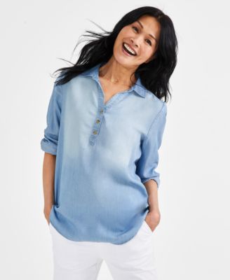 Style & Co - Women's Floral-Print Perfect Popover Shirt