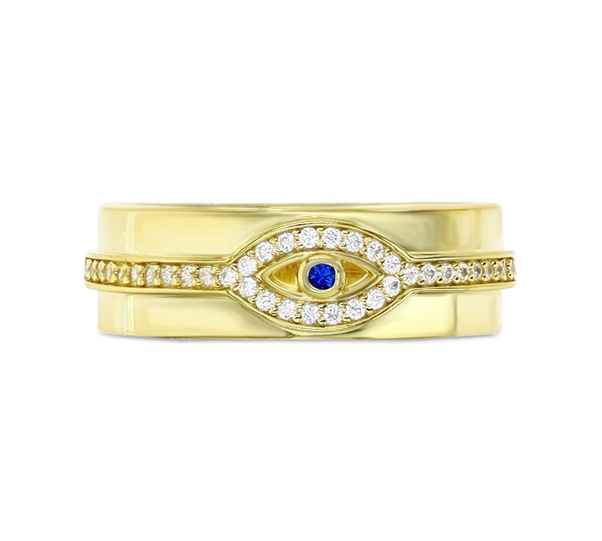 Shop Macy's Cubic Zirconia & Lab Grown Blue Spinel Accent Evil Eye Band In Gold