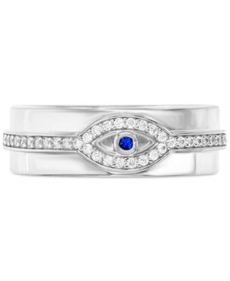 Macy's - Cubic Zirconia & Lab Grown Blue Spinel Accent Evil Eye Band