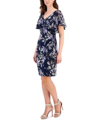 Connected - Women's Jersey-Fabric Flutter-Sleeve Sheath Dress