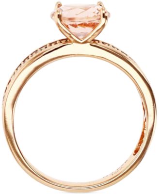Simulated Morganite Nano (1-5/8 ct. t.w.) & Smoky Cubic Zirconia Pavé Statement Ring in 14k Rose Gold-Plated Sterling Silver