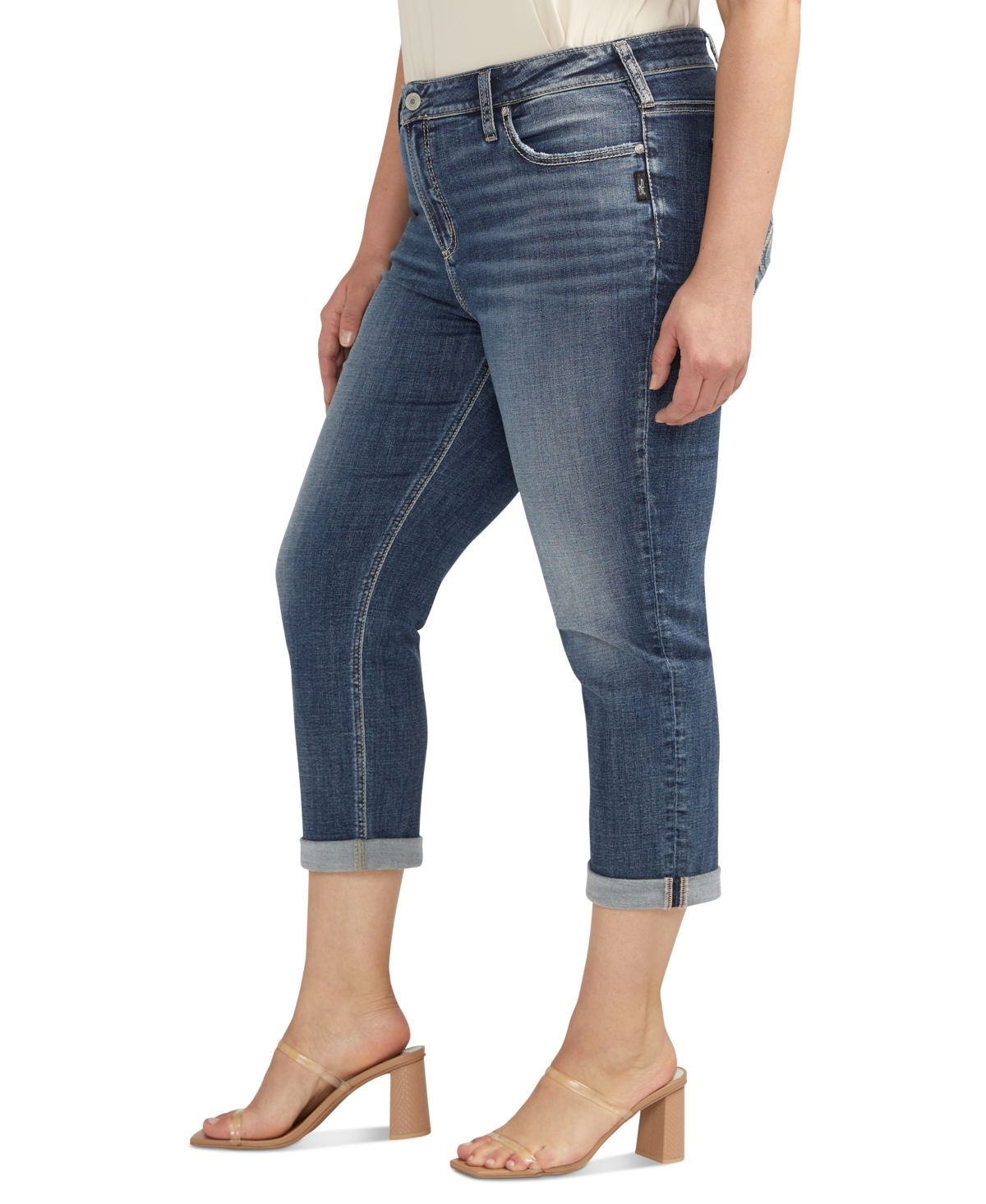 Silver Jeans Co. Plus Size Elyse Luxe Stretch Mid Rise Comfort Fit Capri