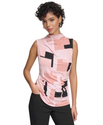 Calvin Klein - Women's Geometric-Print Mock-Neck Top