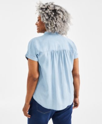 売れ筋商品|||スタイルアンドコー カットソー トップス レディース Women's Chambray Camp Shirt, Exclusively at Macy's Raven Wash Style & Co Women's Chambray Camp Shirt, Exclusively at