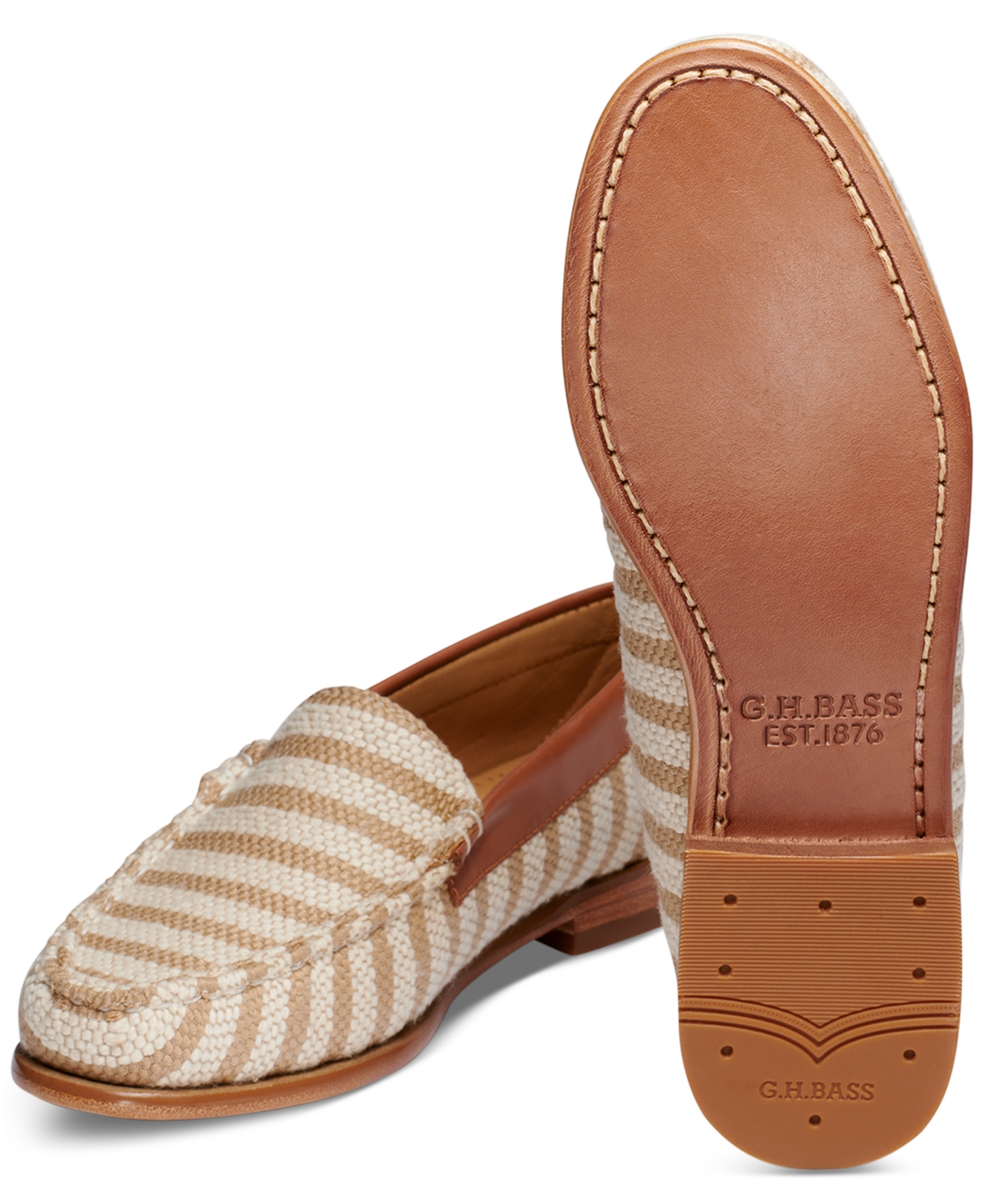 Shop Gh Bass Women's Weejuns Venetian Striped Fabric Loafers In Tan Multi