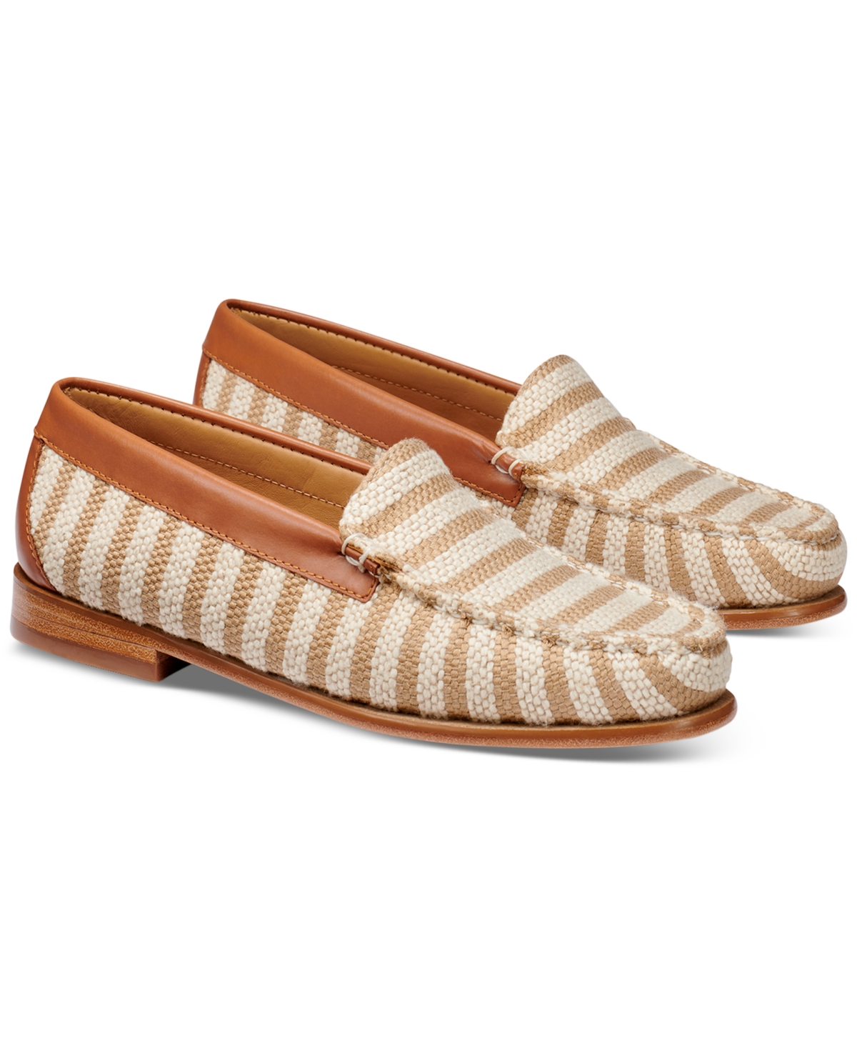 Shop Gh Bass Women's Weejuns Venetian Striped Fabric Loafers In Tan Multi