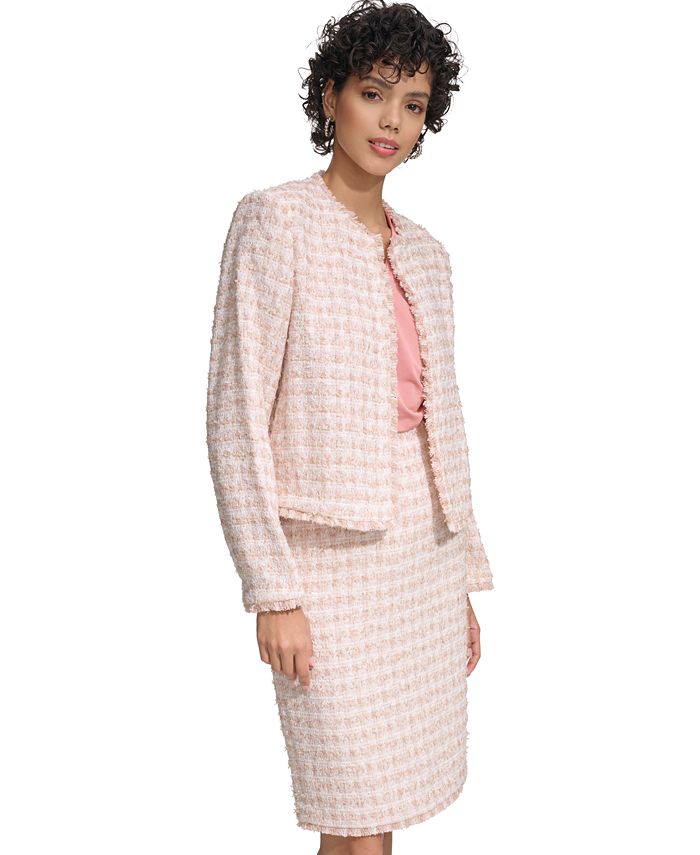Calvin Klein Women's Parker Open-Front Blazer Gray Size 14