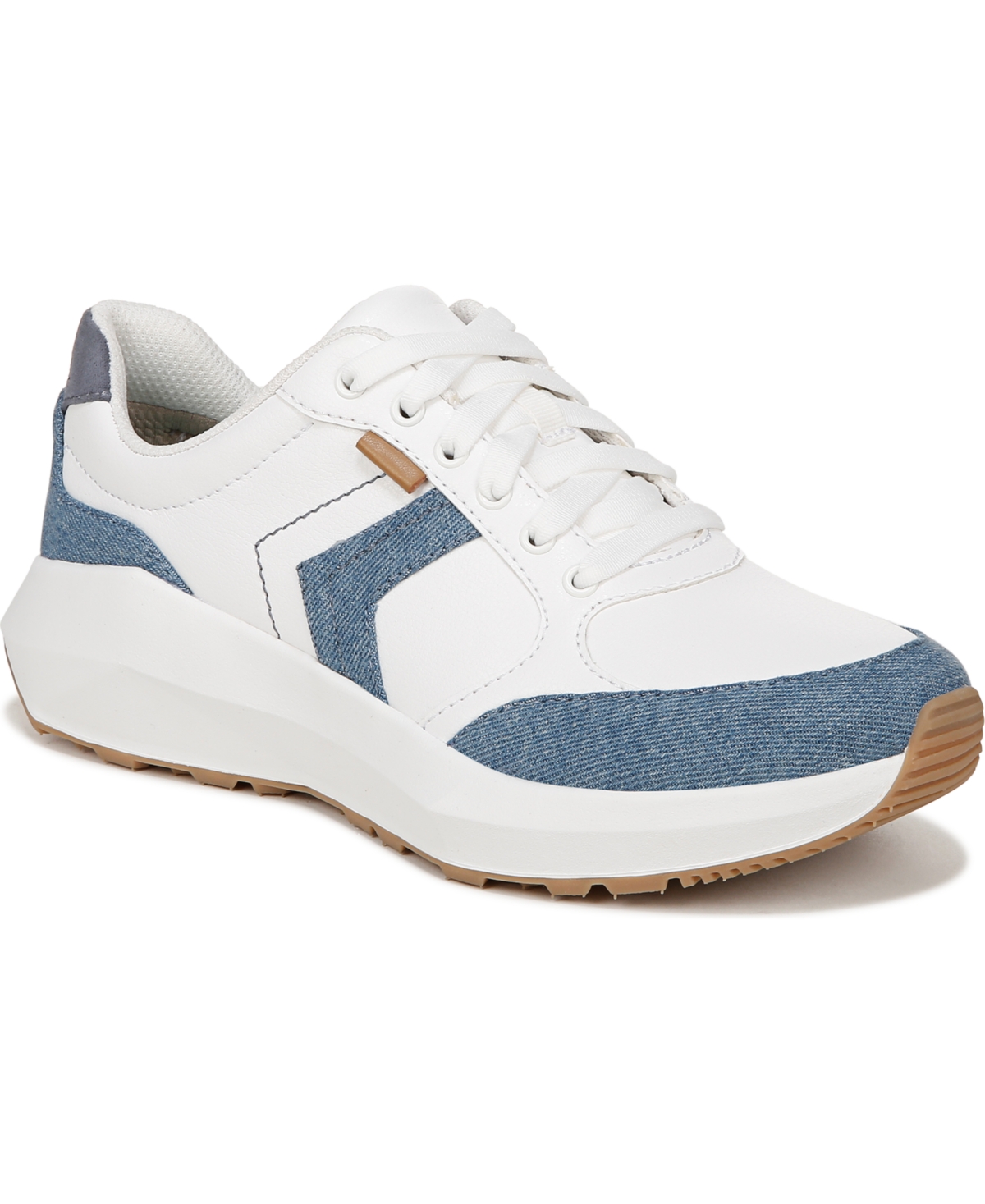 Women's Hannah Retro Sneakers - White/Blue Faux Leather/Fabric