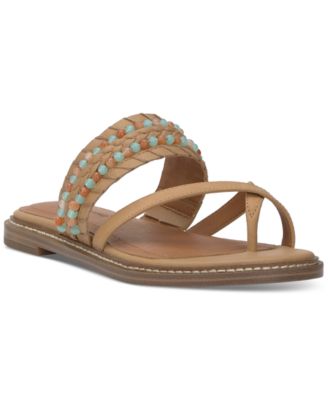 Lucky Brand - Women's Kaykey Beaded Crisscross Flat Sandals