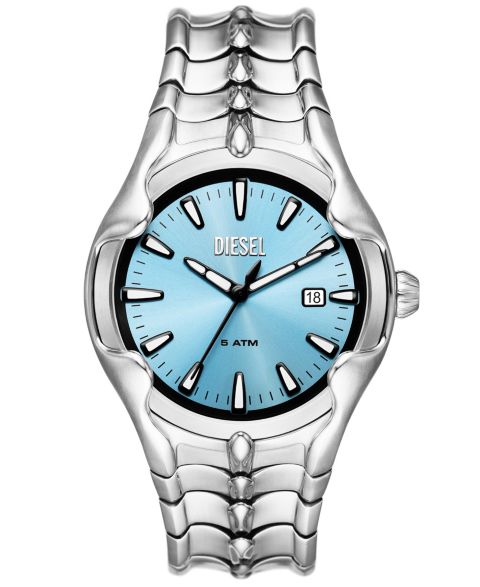 Мужские часы Diesel Vert Three Hand Date Silver-Tone Stainless Steel Watch 44mm