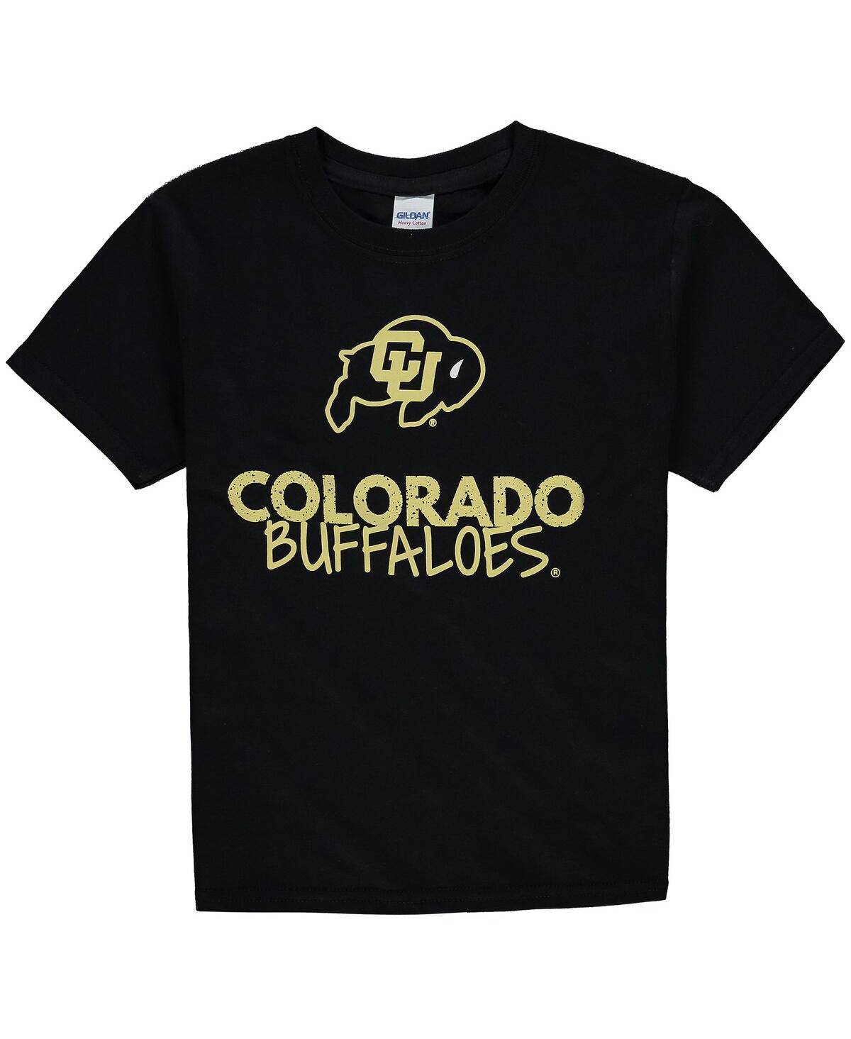 Two Feet Ahead Kids' Big Boys Black Colorado Buffaloes Crew Neck T-shirt
