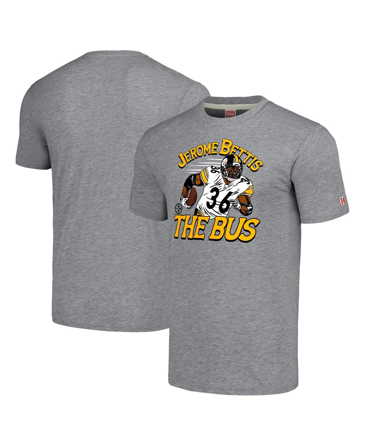HOMAGE MEN'S HOMAGE JEROME BETTIS GRAY PITTSBURGH STEELERS RETIRED PLAYER CARICATURE TRI-BLEND T-SHIRT