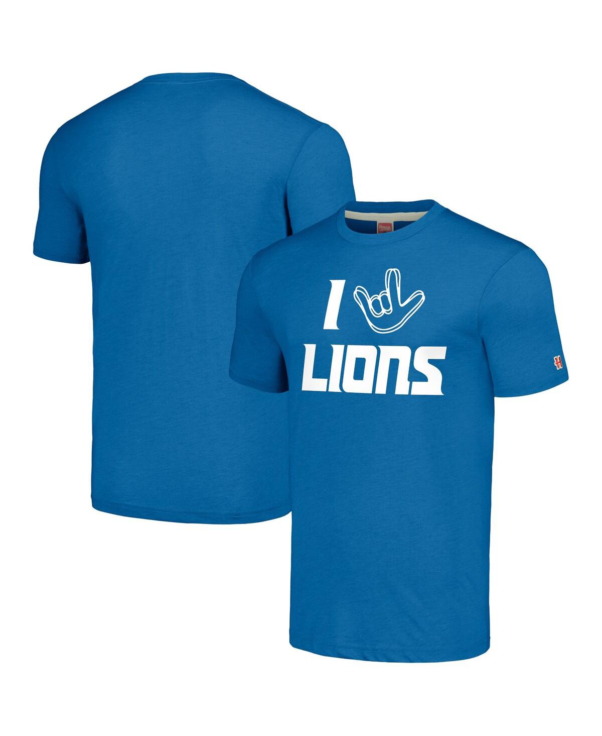 Homage Men's And Women's  Blue Detroit Lions The Nfl Asl Collection By Love Sign Tri-blend T-shirt