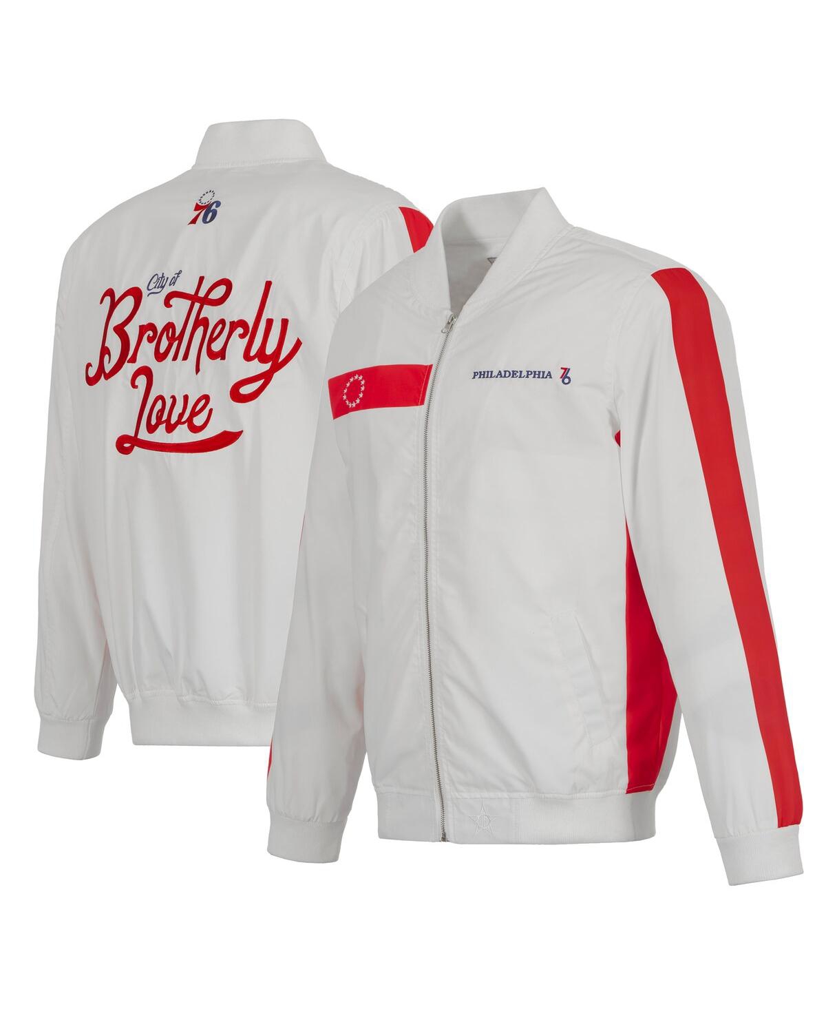 Men's Jh Design White Philadelphia 76ers 2022/23 City Edition Full-Zip Nylon Bomber Jacket - White