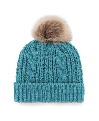 Women's Aqua Miami Dolphins Logo Meeko Cuffed Knit Hat with Pom