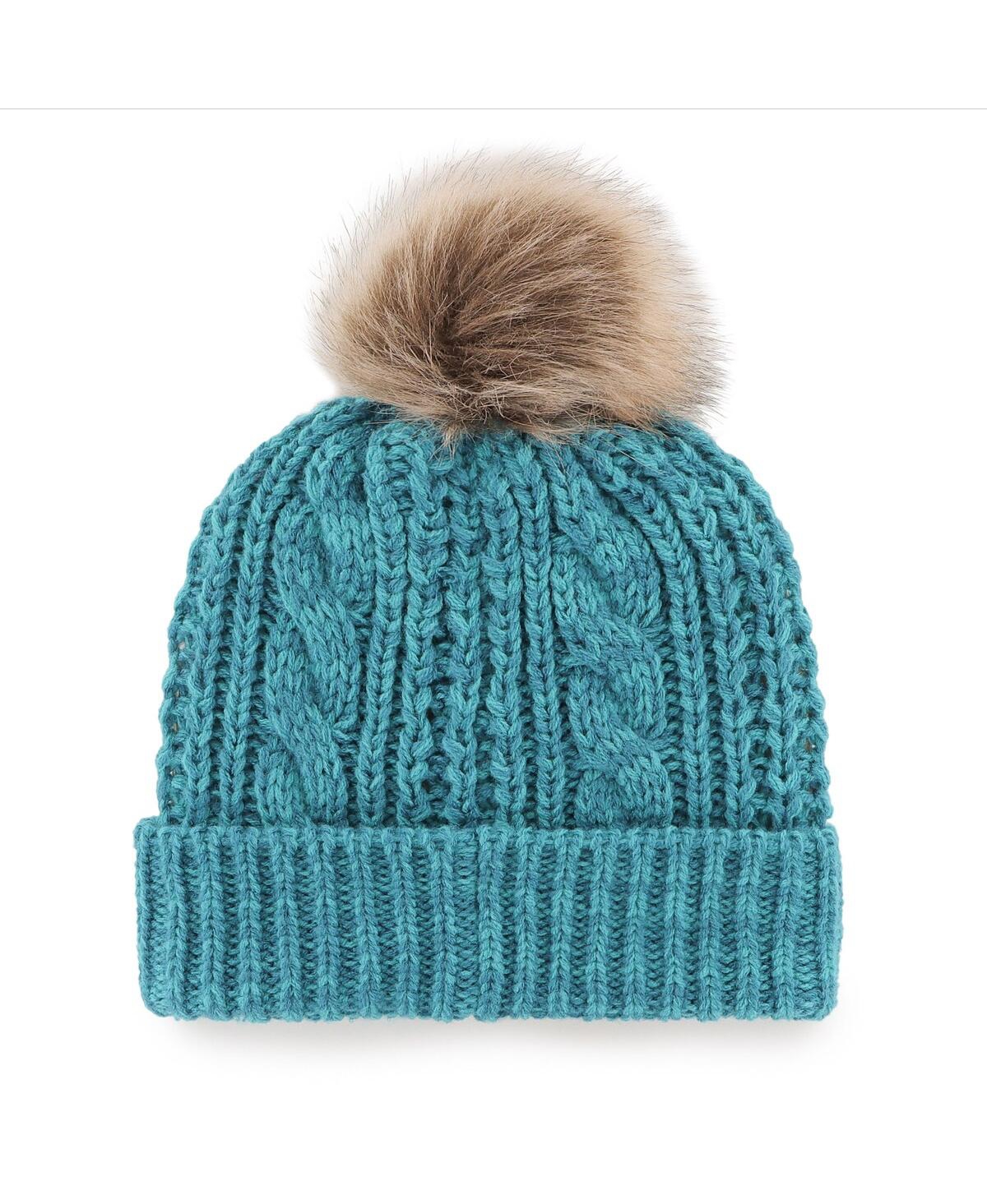 47 BRAND WOMEN'S '47 BRAND AQUA MIAMI DOLPHINS LOGO MEEKO CUFFED KNIT HAT WITH POM 