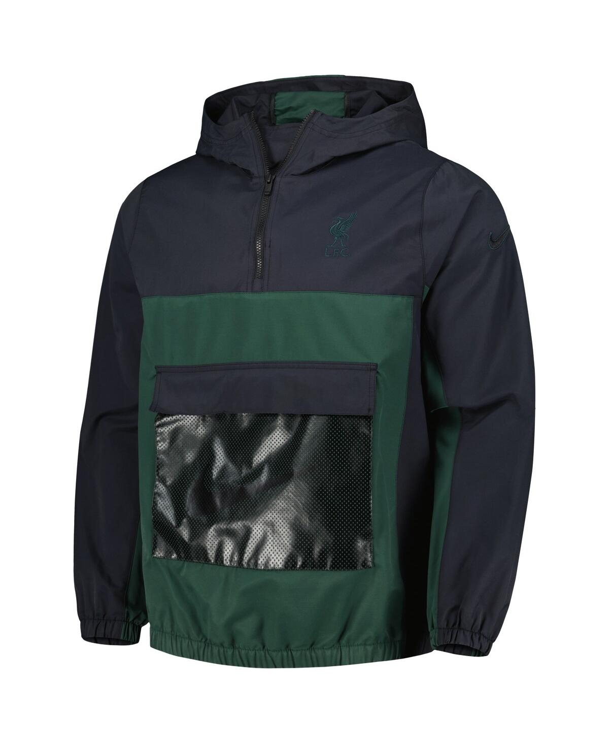 Men's NikeLiverpool Anorak Hoodie Quarter-Zip Jacket - Green