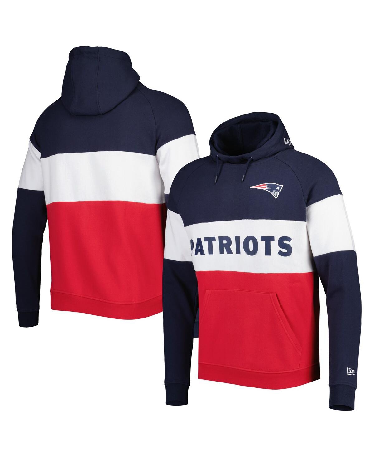 Men's New Era Red New England Patriots Colorblock Current Pullover Hoodie - Red