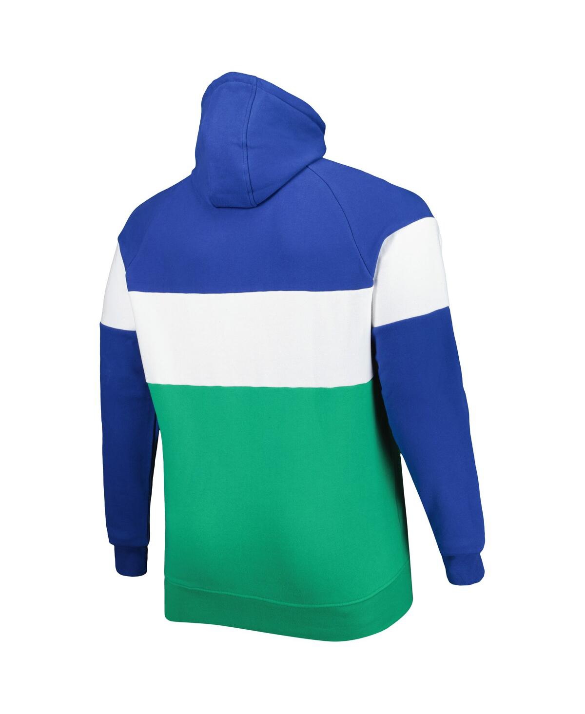 Men's New EraDistressed Seattle Seahawks Big and Tall Throwback Colorblock Raglan Pullover Hoodie - Kelly Green