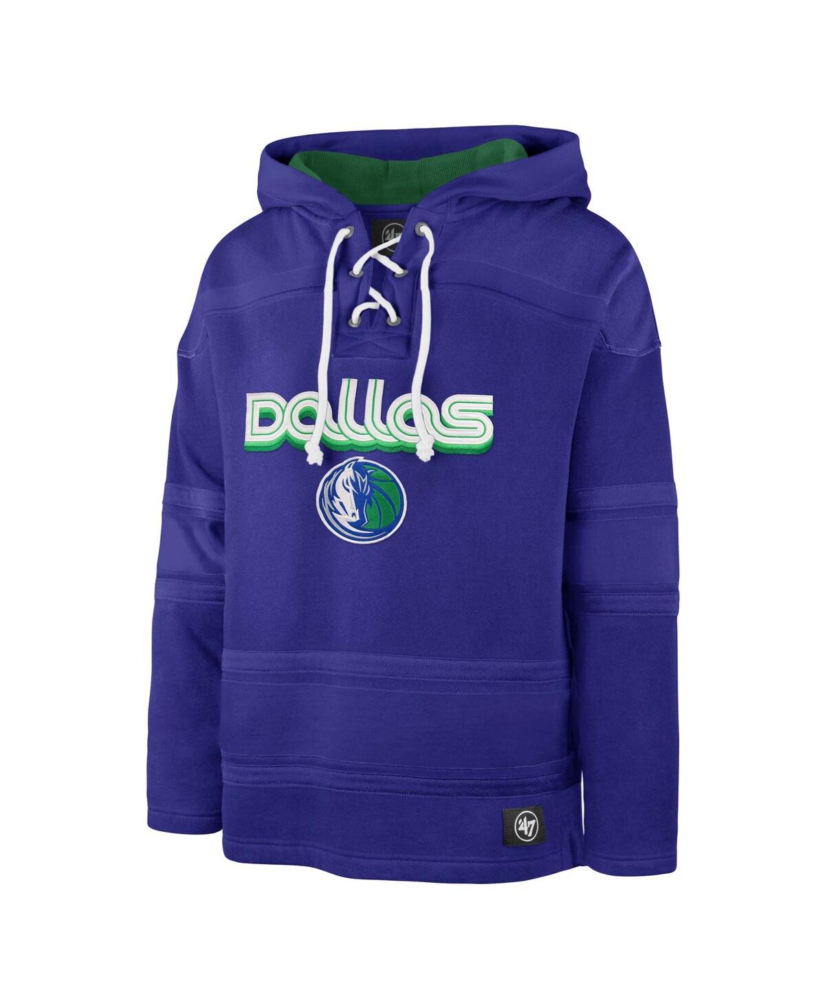 Men's '47 BrandDallas Mavericks 2022/23 Pregame Mvp Lacer Pullover Hoodie - City Edition - Blue