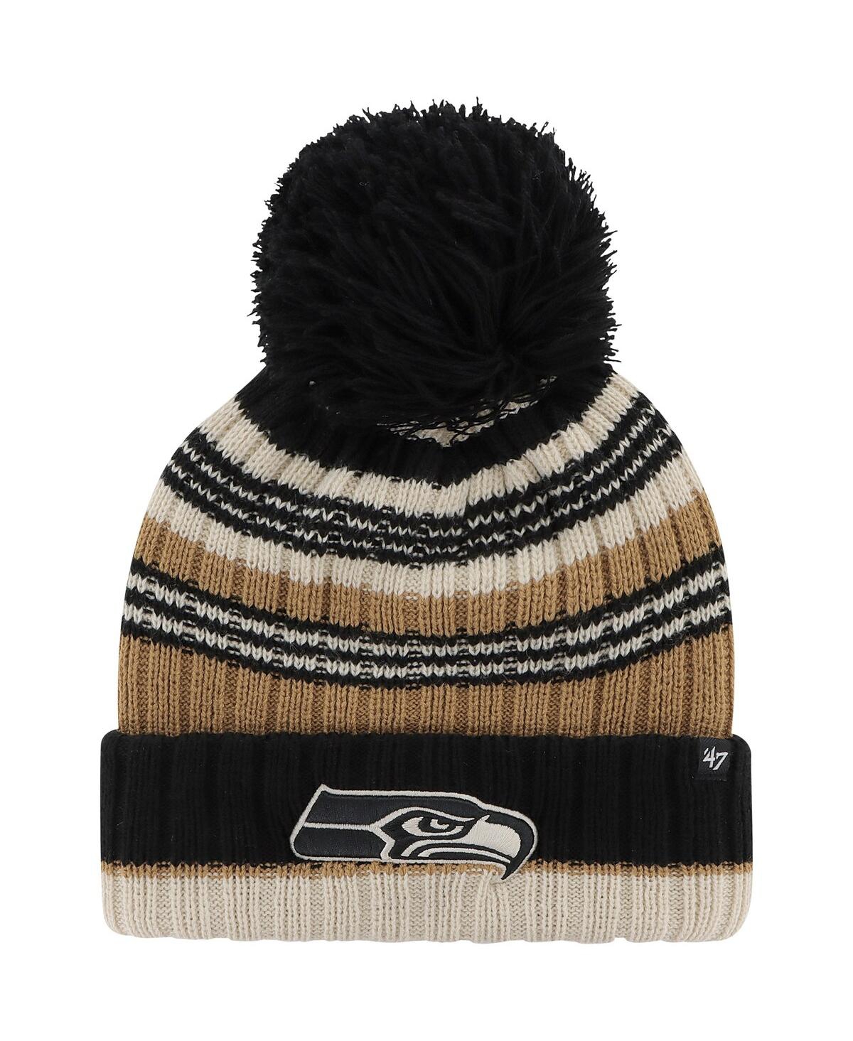 47 Brand Women's ' Natural Seattle Seahawks Barista Cuffed Knit Hat With Pom In Multi