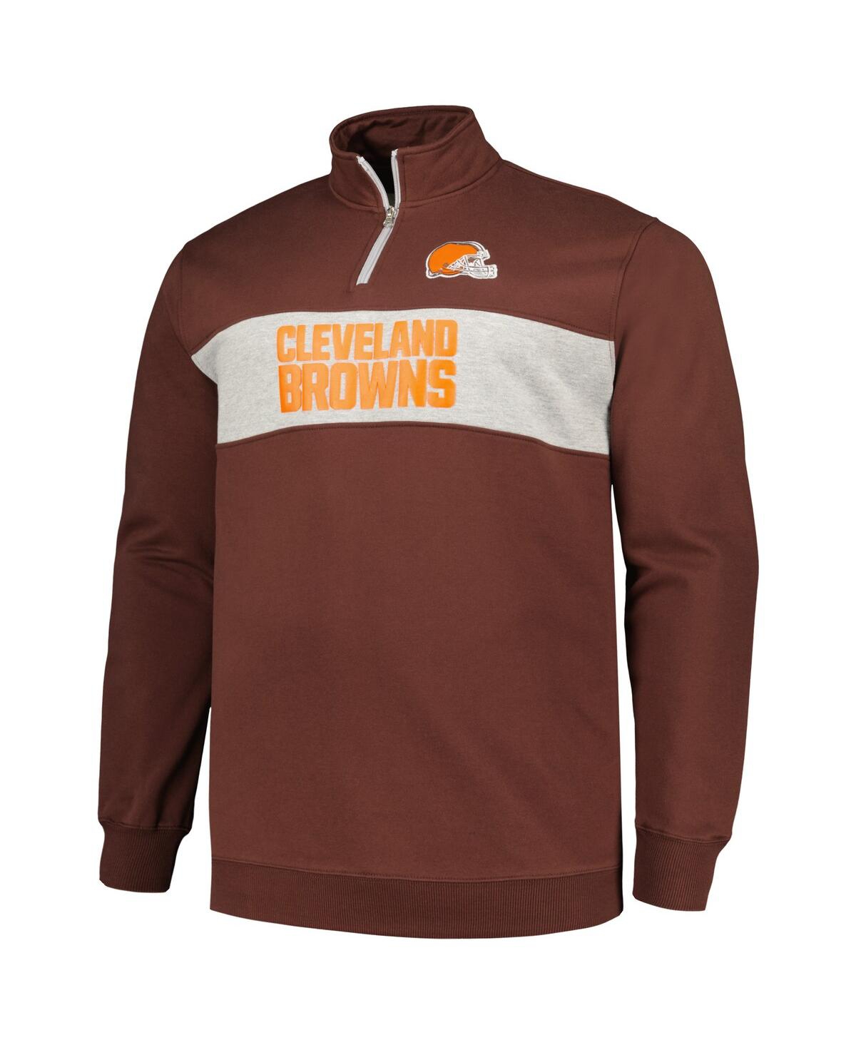 Shop Profile Men's  Brown Cleveland Browns Big And Tall Fleece Quarter-zip Jacket