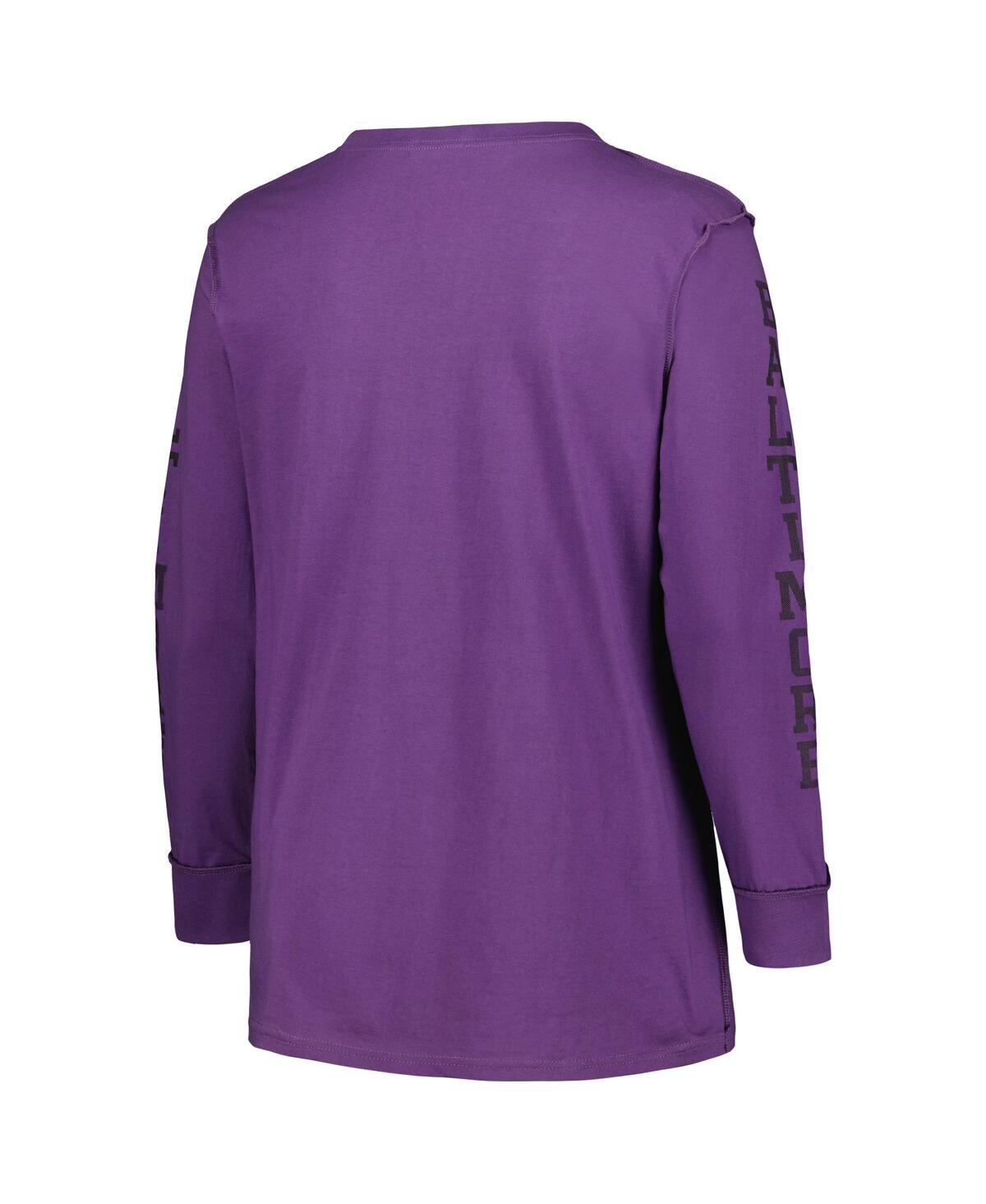 Shop 47 Brand Women's ' Purple Baltimore Ravens Plus Size Honey Cat Soa Long Sleeve T-shirt