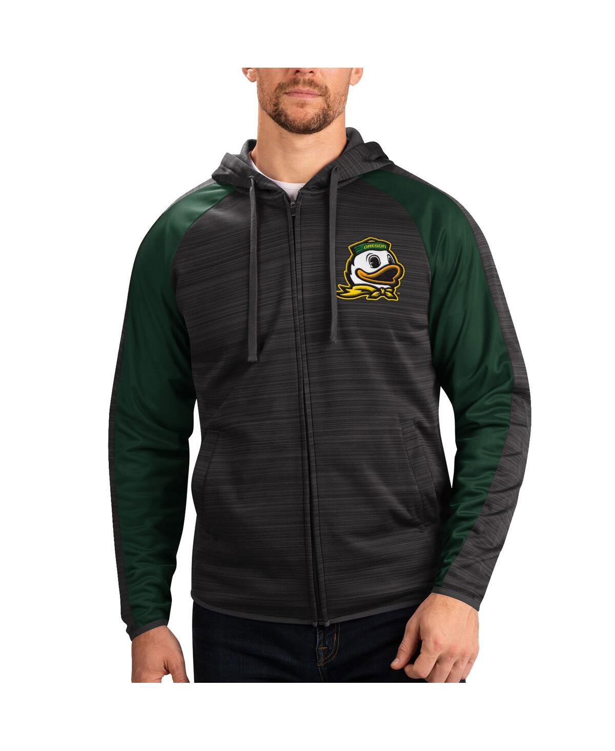 Shop G-iii Sports By Carl Banks Men's  Black Oregon Ducks Neutral Zone Raglan Full-zip Track Jacket Hoodie