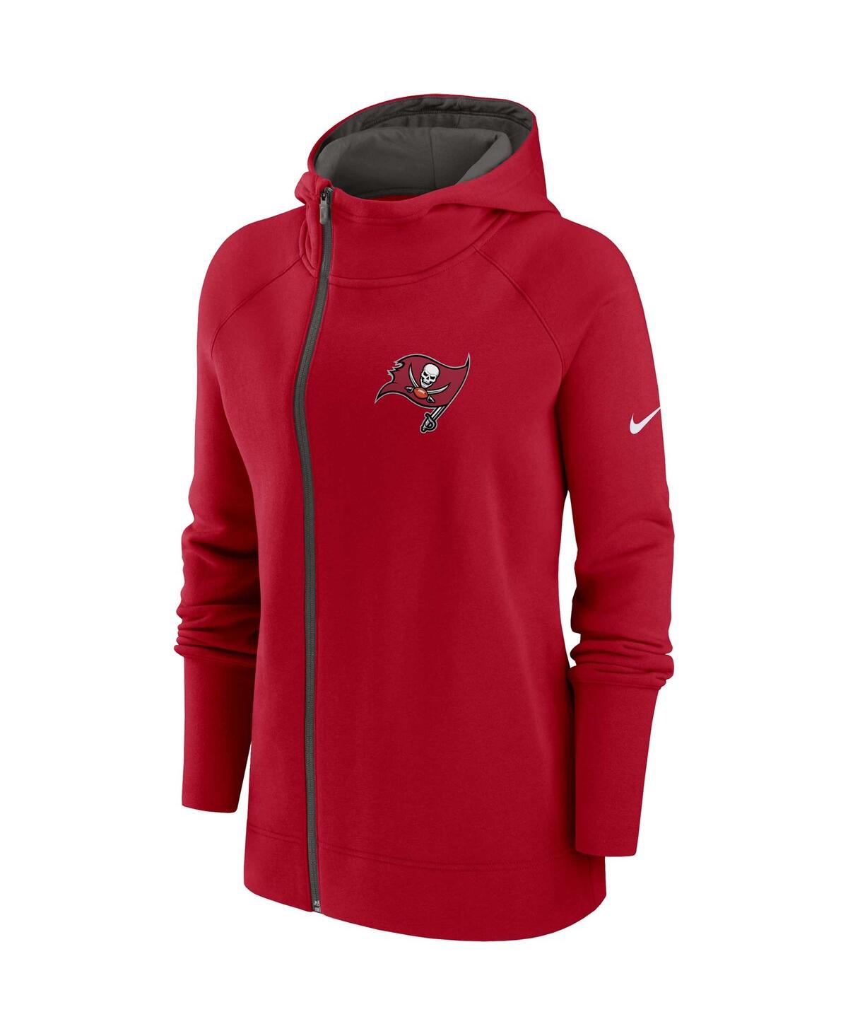 Women's NikeTampa Bay Buccaneers Asymmetrical Raglan Full-Zip Hoodie - Red