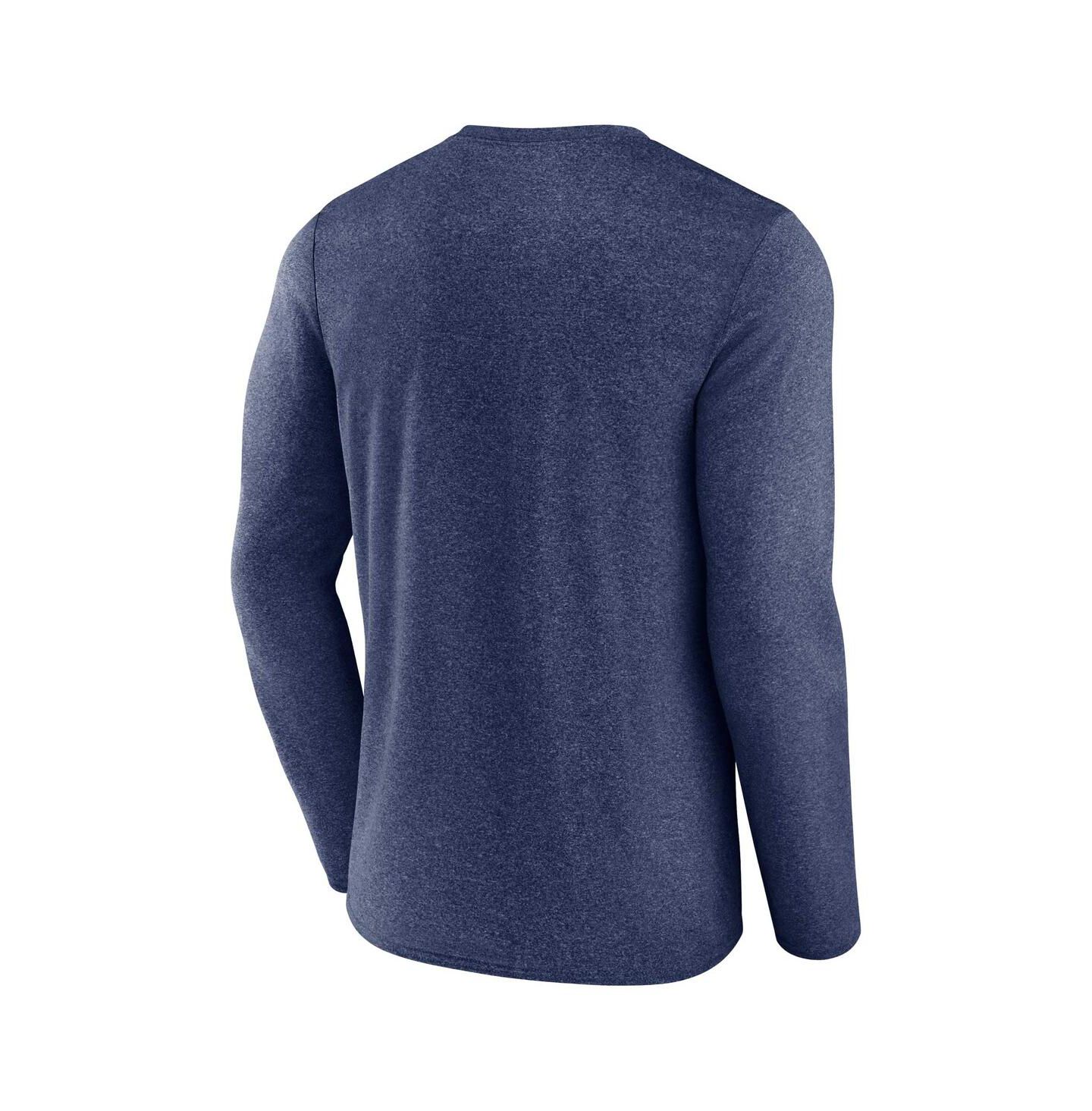 Мужская футболка Fanatics Heather Deep Sea Blue Seattle Kraken Long Sleeve — фото 2