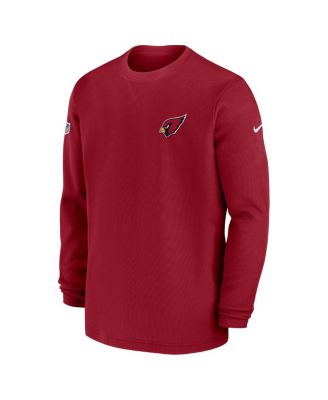 Men's Cardinal Arizona Cardinals 2023 Sideline Throwback Heavy Brushed Waffle Long Sleeve Top