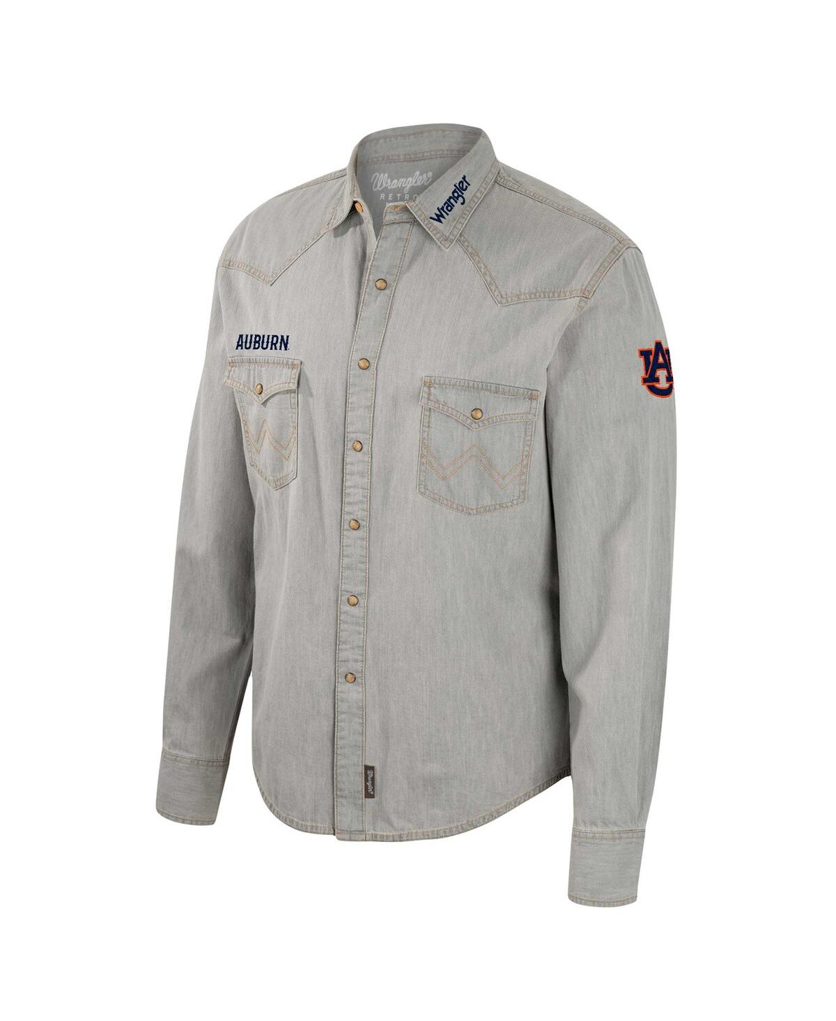 Shop Colosseum Men's  X Wrangler Gray Auburn Tigers Cowboy Cut Western Full-snap Long Sleeve Shirt
