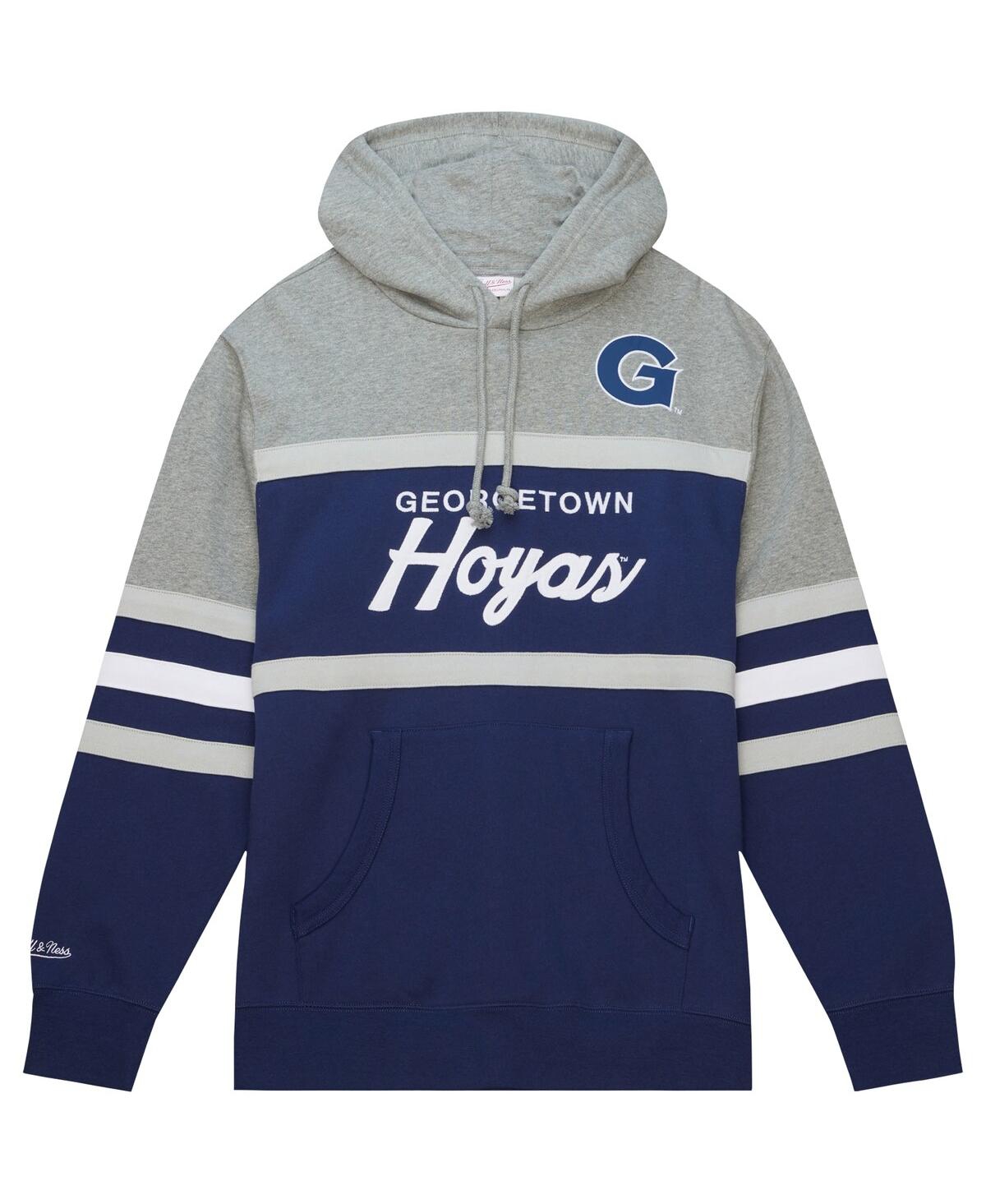 Shop Mitchell & Ness Men's  Navy Georgetown Hoyas Head Coach Pullover Hoodie