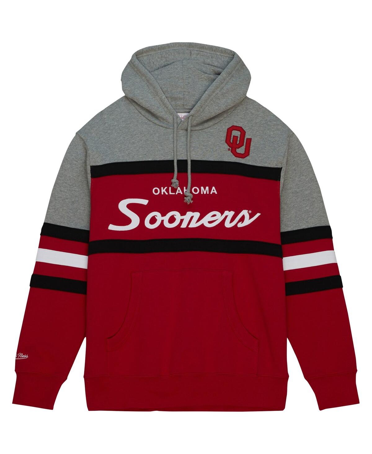 Shop Mitchell & Ness Men's  Red Oklahoma Sooners Head Coach Pullover Hoodie
