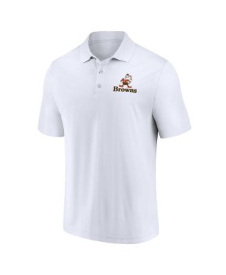 Men's White, Brown Distressed Cleveland Browns Throwback Two-Pack Polo Shirt Set
