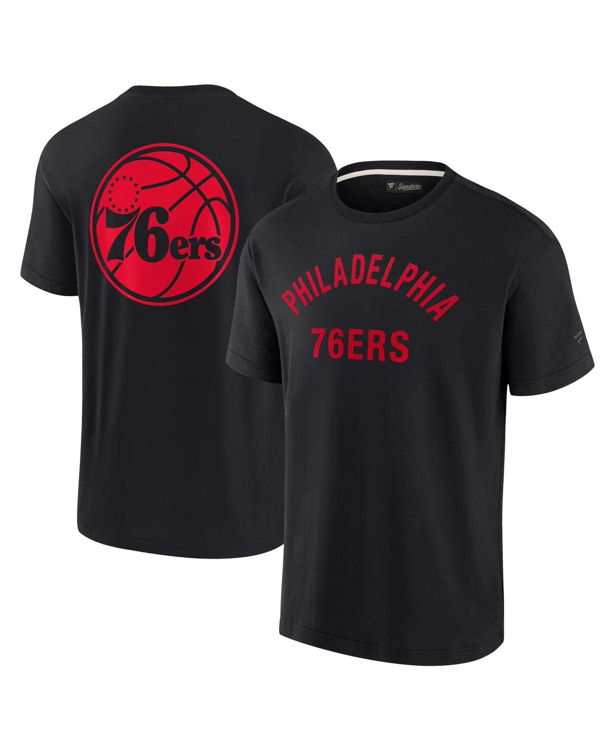 Men's and Women's Fanatics Signature Black Philadelphia 76ers Super Soft T-shirt - Black