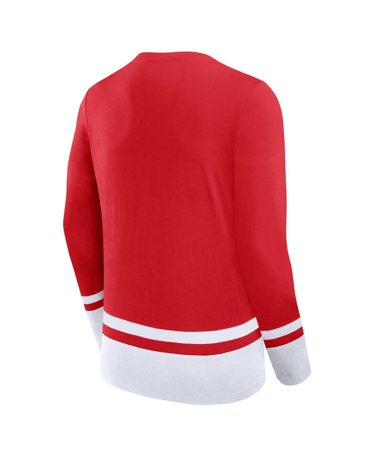 Men's FanaticsDetroitWings Back Pass Lace-Up Long Sleeve T-shirt - Red